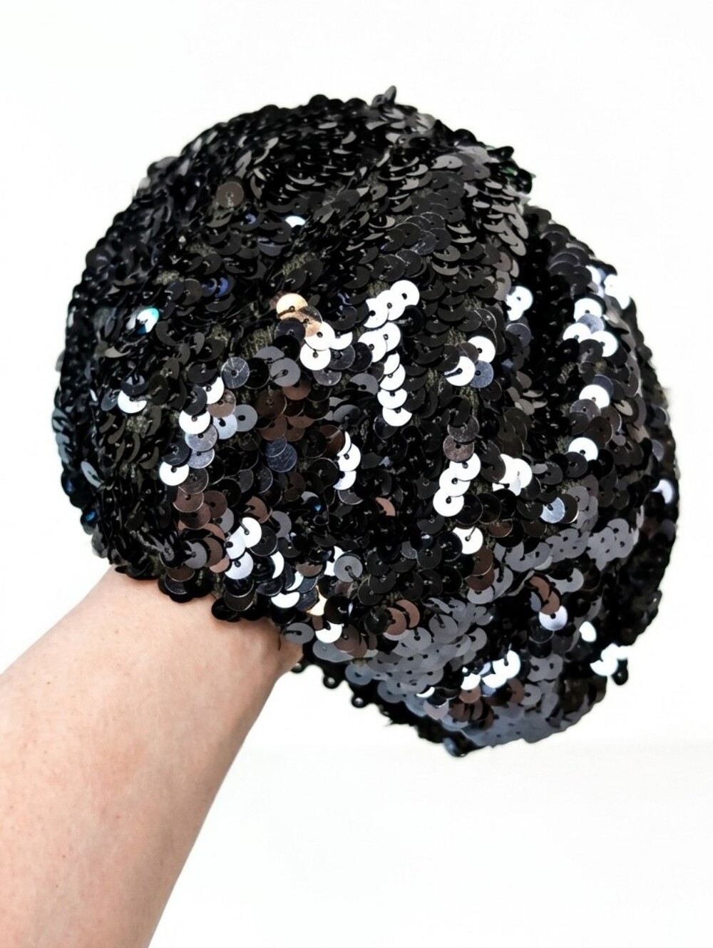 Childrens Place Sequin Beret Hat Gunmetal Silver Gray Party Fashionista